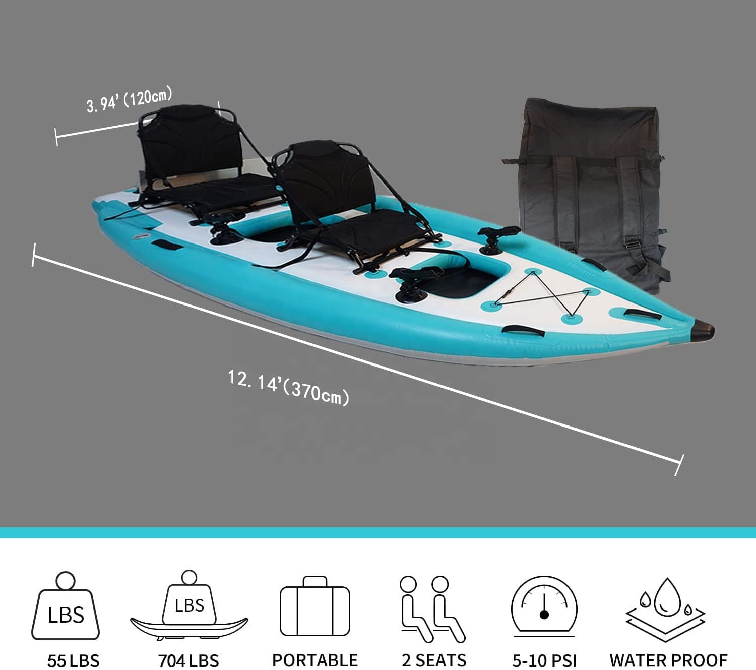Airo 12FT Large Inflatable Fis - Fishing Kayak Inflatable recension och pris